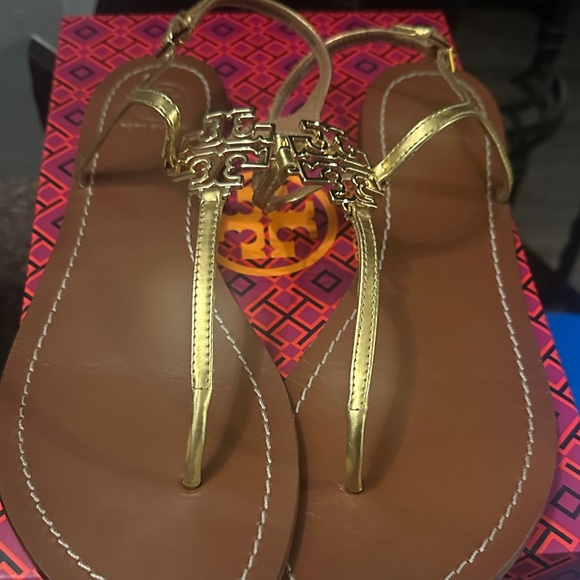 Tory Burch Metallic Gold Sandals - Picture 2 of 6
